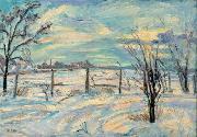 Waldemar Rosler Landscape in lights fields in the winter Sweden oil painting artist